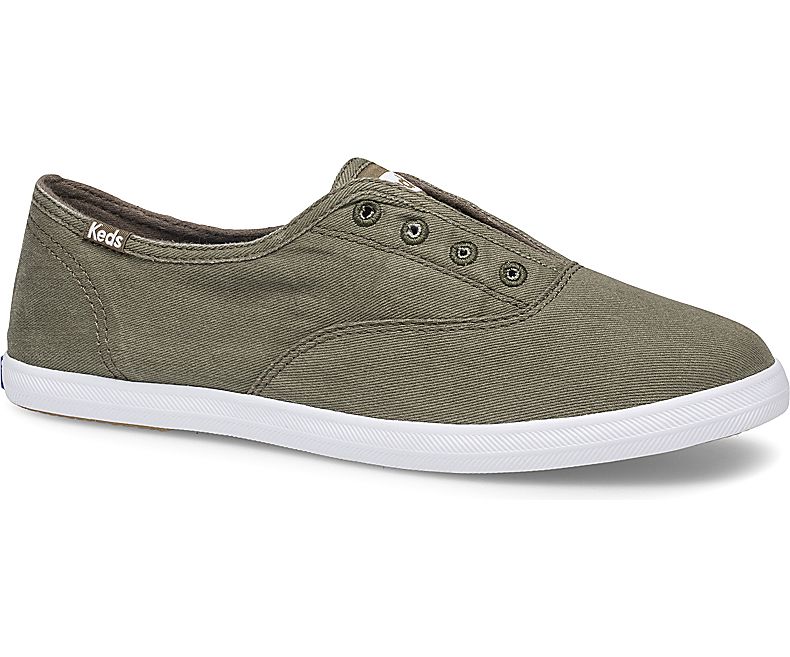 Keds Womens Olive Slip On Shoes - Keds Chillax Washable 329OIYZHV